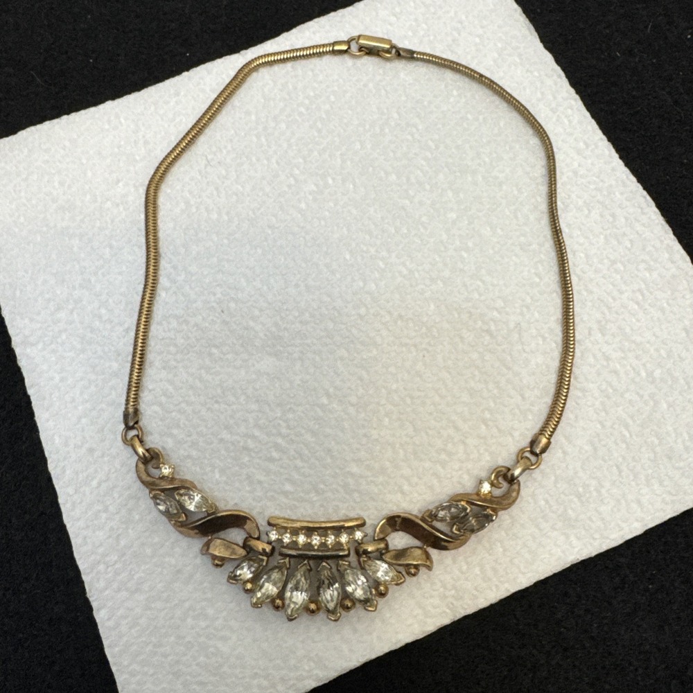 VNTG 1940s A. PHILIPPE TRIFARI PAT. PEND. MARQUIS RHINESTONE CORONET NECKLACE